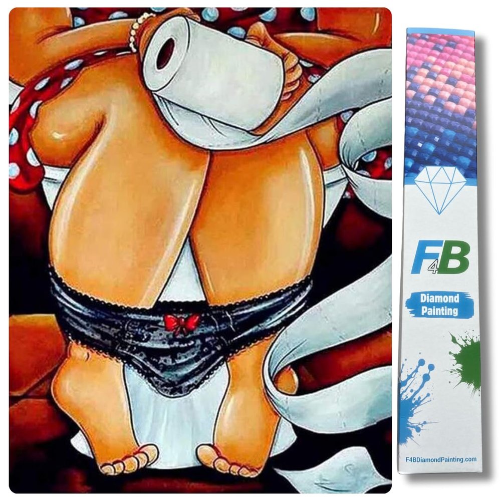 F4B Thick Ladies' Toilet Roll Red Diamond Painting, 40 x 50 cm | Square Drills | Full Coverage