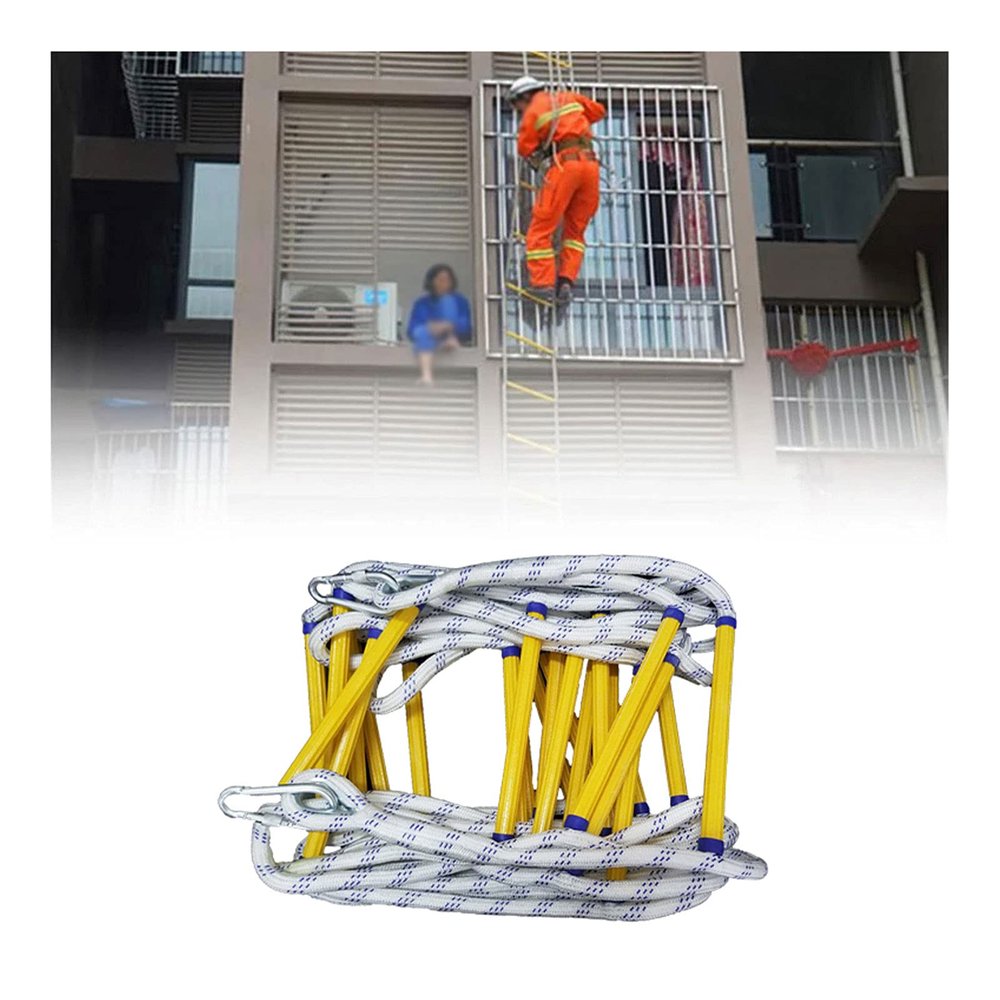 ADITAM 15 m Emergency Rope Ladder, 3 m/5 m Fire Escape Ladder with Hooks, 420 kg Capacity, Double the Comfort
