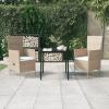 Tidyard 3-Piece Garden Dining Set for 2, Beige PE Rattan view 1