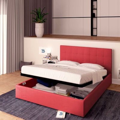 Baldiflex Dublin Fabric Single Bed with Storage, Red