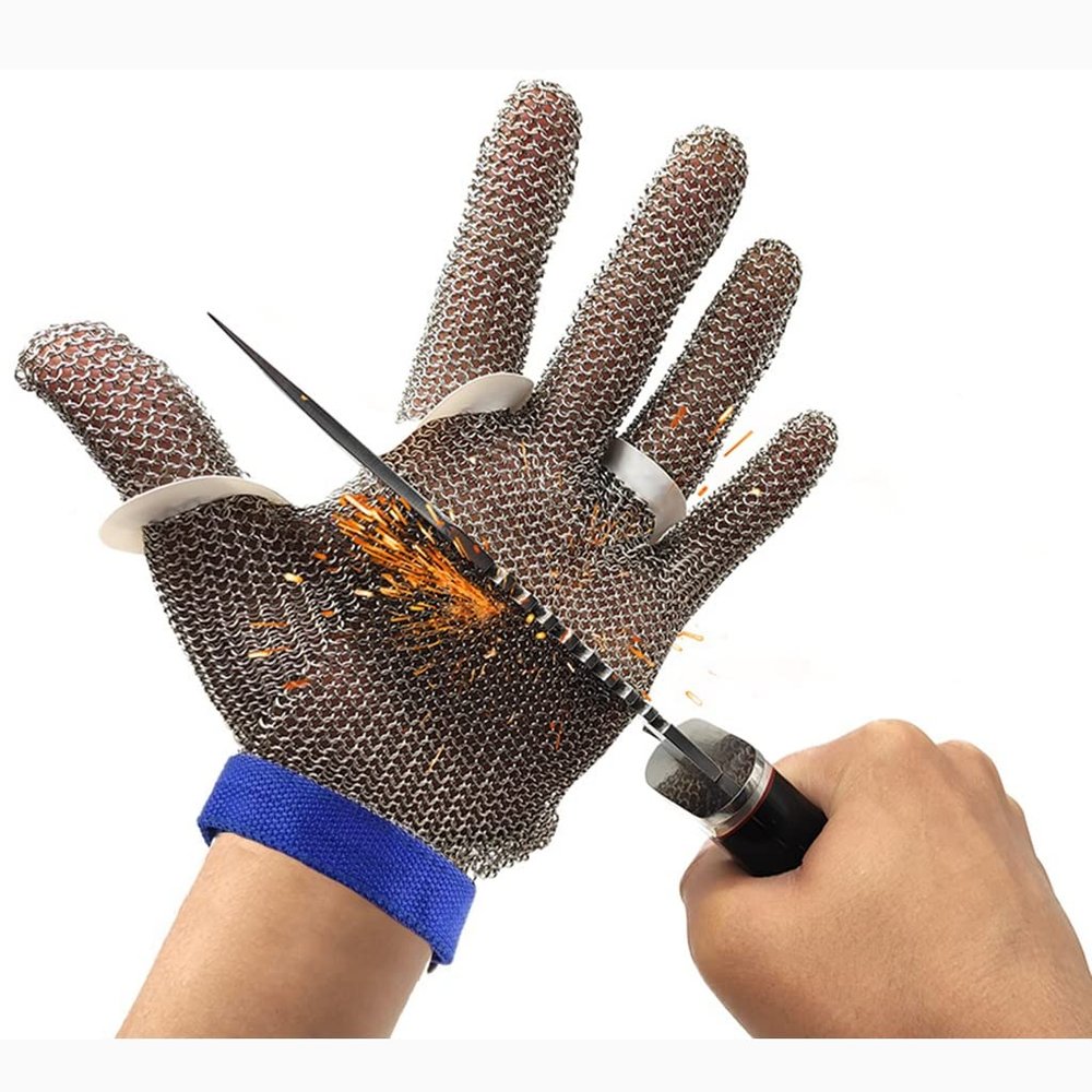 BCPPO Cut-Resistant Chainmail Glove, 304 Stainless Steel, 1 Pack, Size L