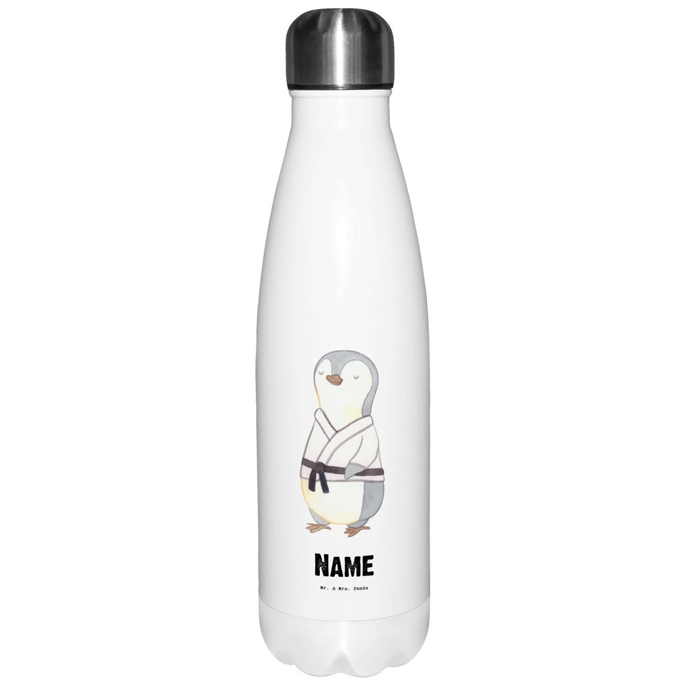 Mr. & Mrs. Panda Personalized Penguin Karate Stainless Steel Thermos Bottle