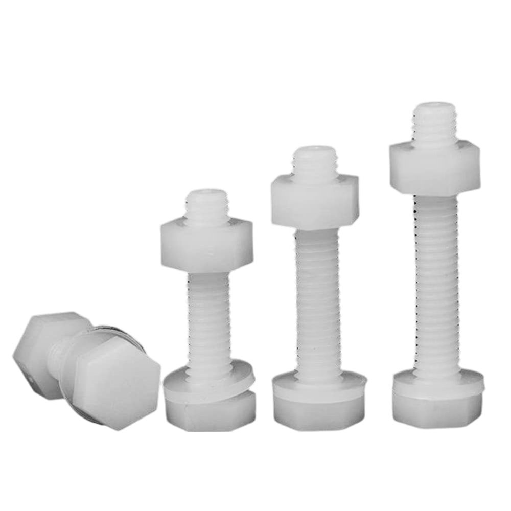 10-Piece Nylon Hex Screws and Nuts, M10 x 30 mm
