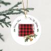 Wyoming State Buffalo Plaid Christmas Round Ornament, Welcome Home for the Holidays, 8.1 cm view 1