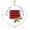 Wyoming State Buffalo Plaid Christmas Round Ornament, Welcome Home for the Holidays, 8.1 cm view 2