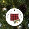 Wyoming State Buffalo Plaid Christmas Round Ornament, Welcome Home for the Holidays, 8.1 cm view 4