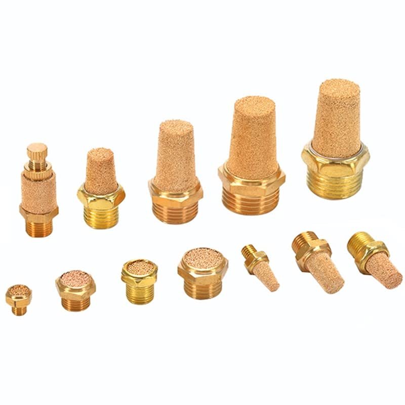 HOMEXO Pneumatic Brass Exhaust Muffler, M5–3/4 in, Long-04