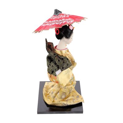 AAPIE Japanese Geisha Doll, Oriental Decor with Black Base, Collectible Figurine for Hotel Decoration