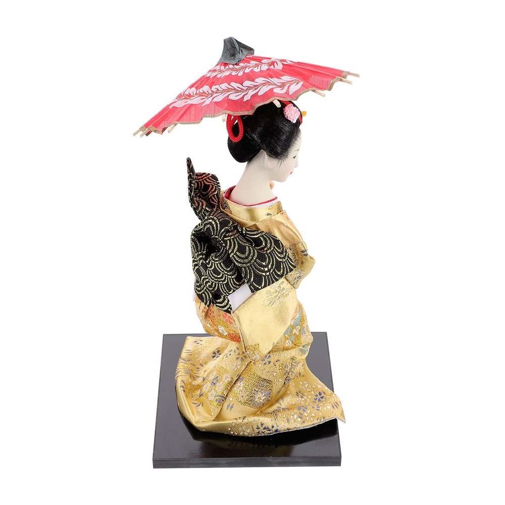 AAPIE Japanese Geisha Doll, Oriental Decor with Black Base, Collectible Figurine for Hotel Decoration