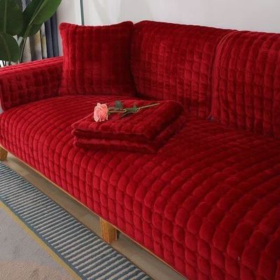uyeoco Velvet Sofa Cover for 1-, 2-, 3-, or 4-Seater and L-Shaped Sofas, Non-Slip Throw Cover, Color J, 90 x 160 cm