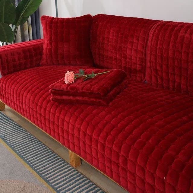 uyeoco Velvet Sofa Cover for 1-, 2-, 3-, or 4-Seater and L-Shaped Sofas, Non-Slip Throw Cover, Color J, 90 x 160 cm