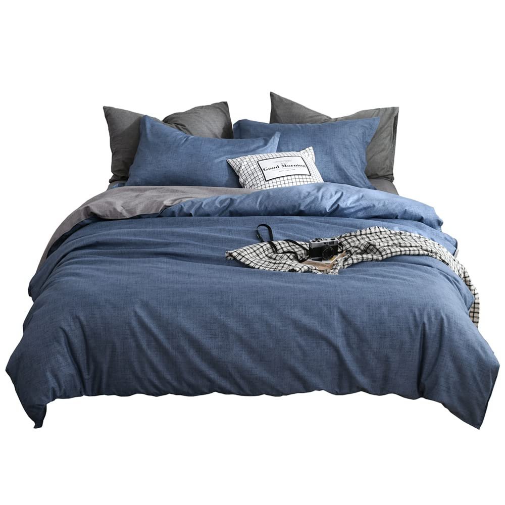 Treer 3-Piece Duvet Cover Set, Soft Microfiber, Blue Gray, 200 x 200 cm