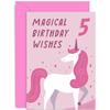 Old English Co. Funny Pink Unicorn 5th Birthday Card for Girls and Boys view 1