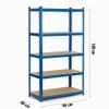 Humberg Heavy-Duty Storage Rack, 875 kg, 5 Shelves, 180 x 90 x 40 cm, Blue view 3