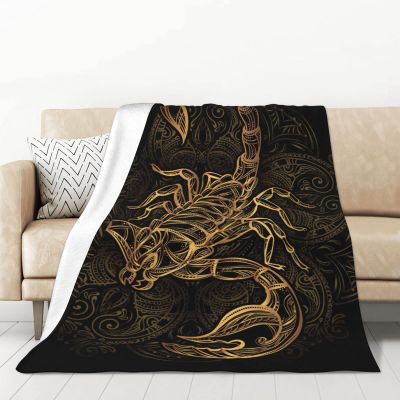 AABSTBFM Flannel Blanket, Gold Scorpion, Super Soft, Warm, 127 x 178 cm