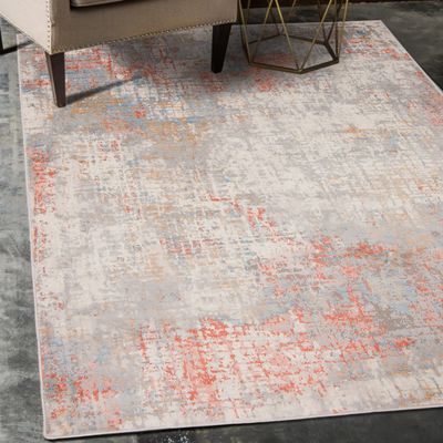 Mazovia Gro Living Room Rug 240 x 330 cm Cream Orange Abstract Soft