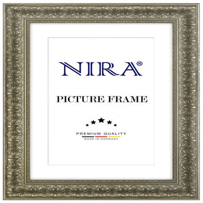 NiRa Solid Wood Baroque/Rococo Picture Frame 25 x 45 cm, Antique Silver