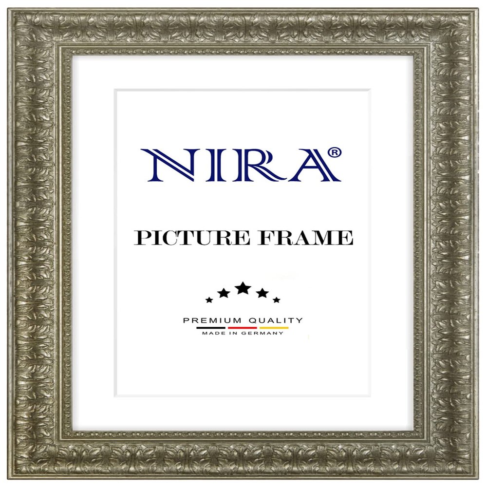 NiRa Solid Wood Baroque/Rococo Picture Frame 25 x 45 cm, Antique Silver