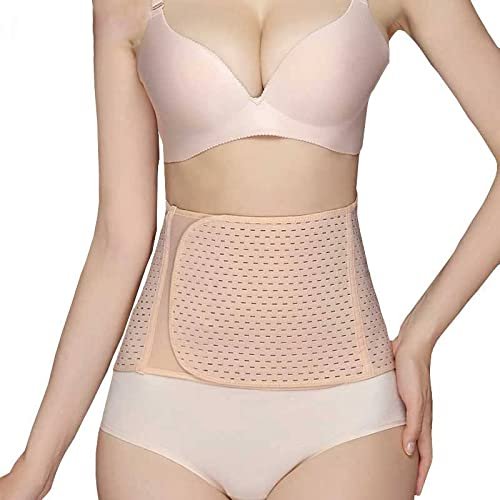 Narunii Women's Postpartum Abdominal Support Body Shaper, High-Elastic Waist Trimmer (Beige)