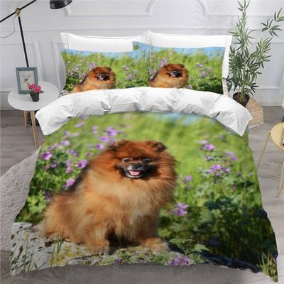VASENA Furry Dog Kids' Bedding Set, 135 x 200 cm, 3-Piece Microfiber Set