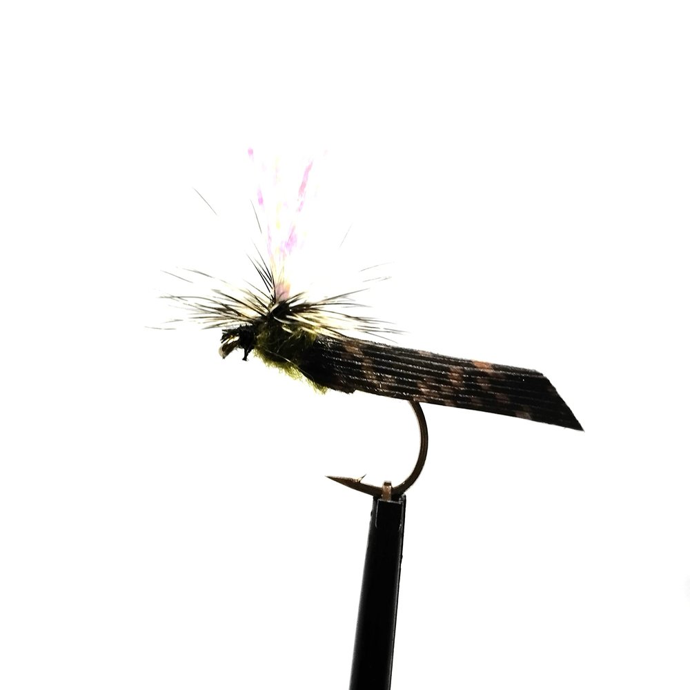 Dry Flies “Crystal Wing Para Caddis Olive,” 3-Piece Set (Size 10 Hooks)