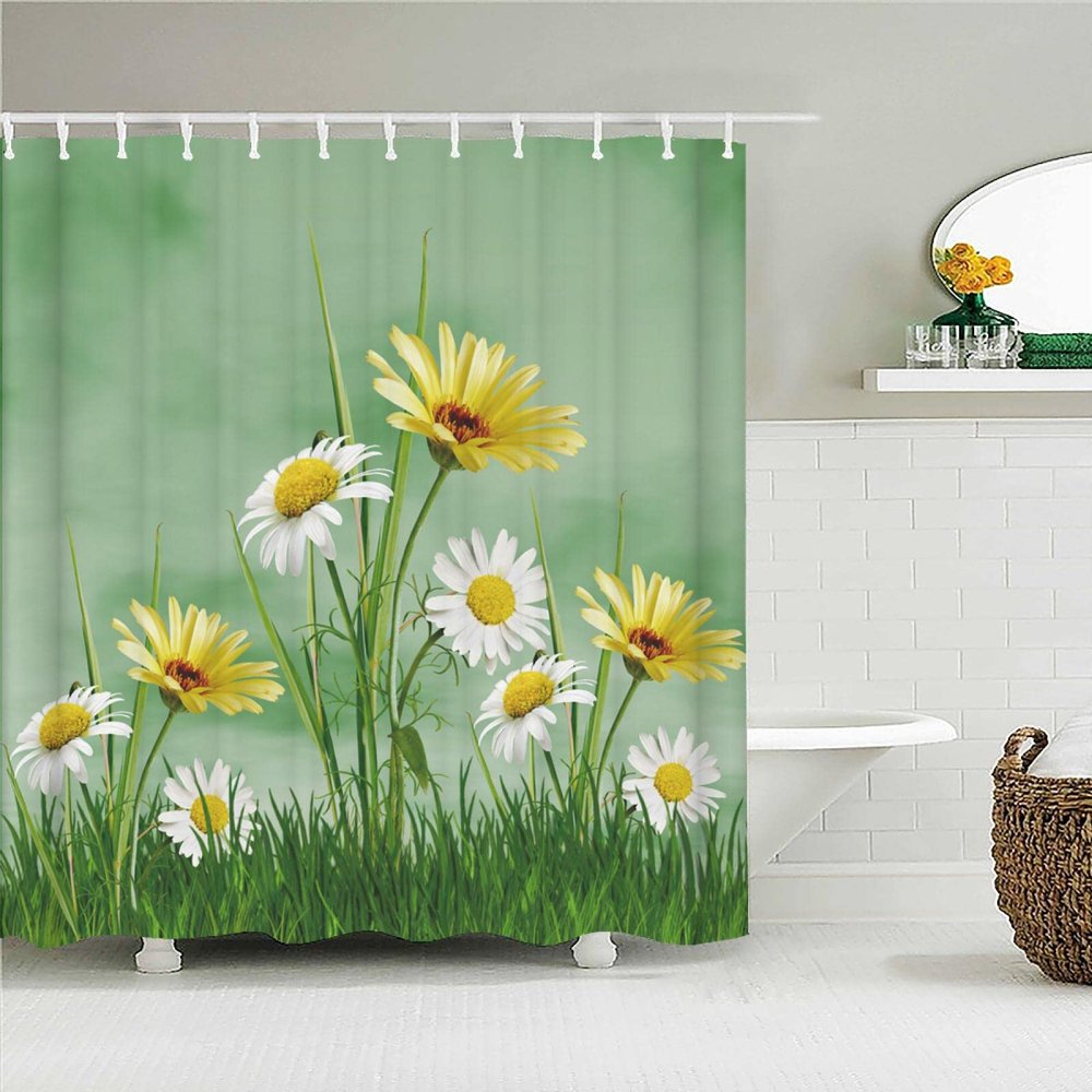JIAMELUCK Floral Bird Shower Curtain, Waterproof Fabric, 120 x 200 cm