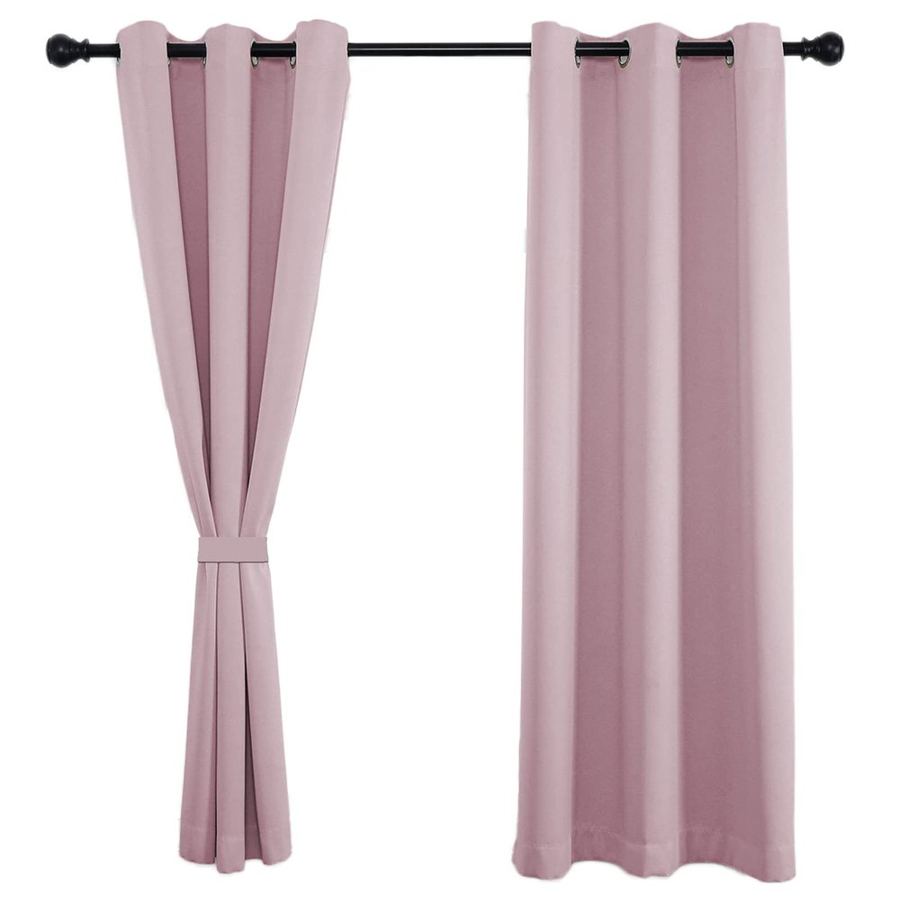 Opaque Blackout Privacy Curtain, 280 x 140 cm (H x W), Light Pink, 1 Piece
