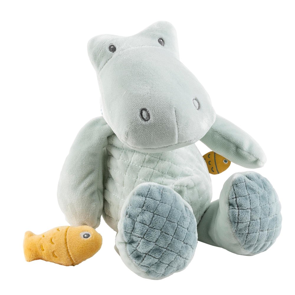 Nattou Plush Crocodile Romeo, Comfort Companion from Birth, Approx. 32 cm, Light Blue