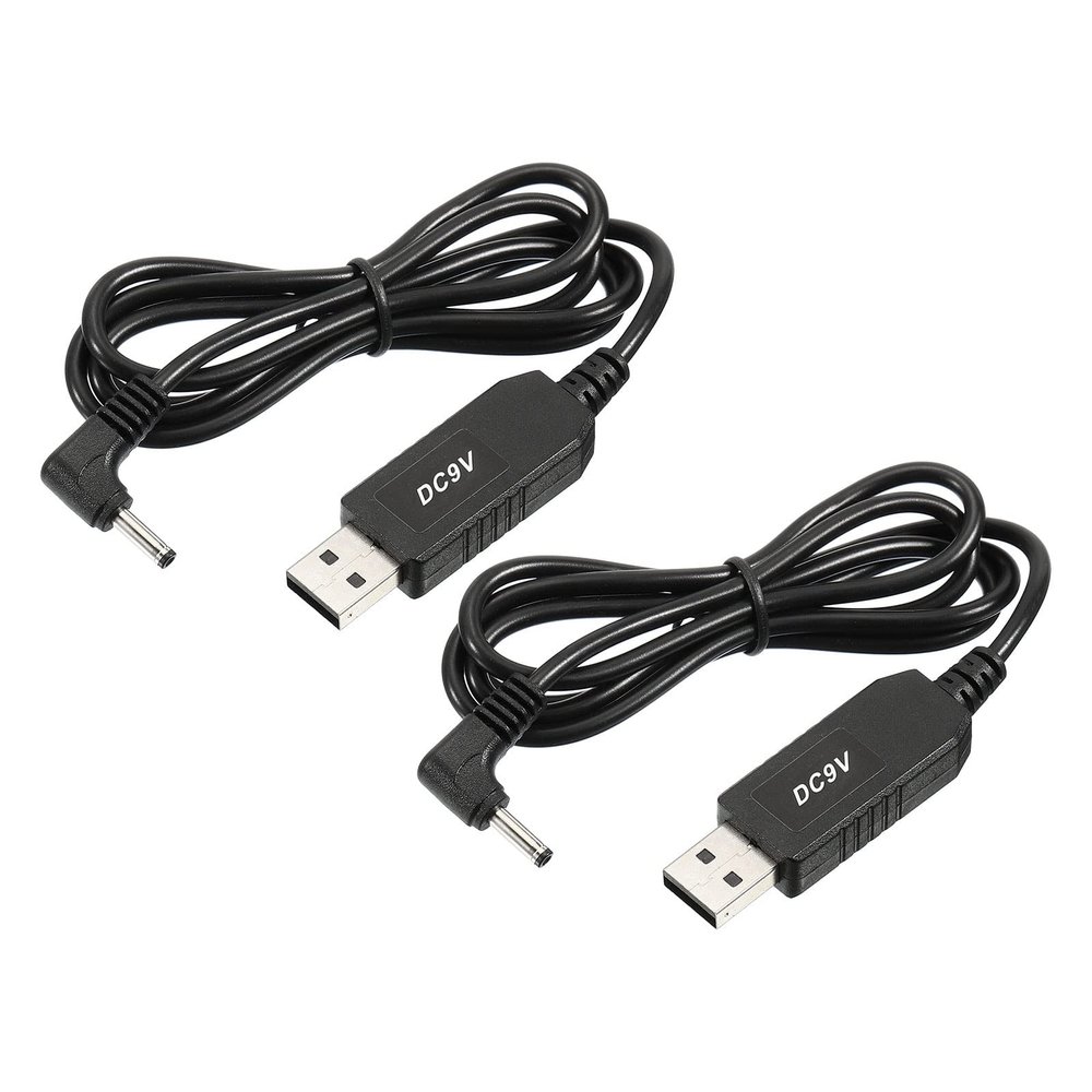 YOKIVE 2-Pack DC 5V to DC 9V USB Voltage Booster Cable, 3.5 x 1.35 mm, Black, 6W, 1A