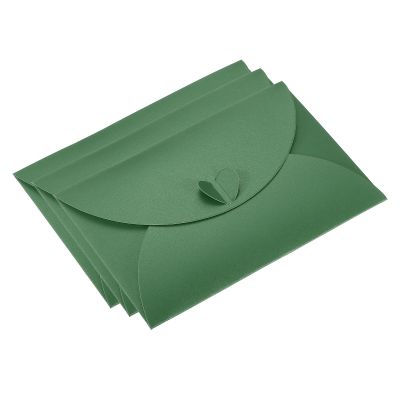 PATIKIL 50-Pack Mini Gift Card Envelopes with Heart-Shaped Clasp, Dark Green