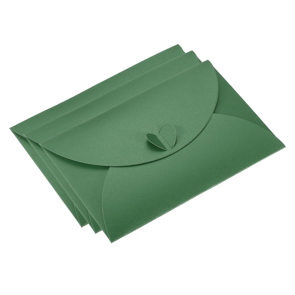PATIKIL 50-Pack Mini Gift Card Envelopes with Heart-Shaped Clasp, Dark Green