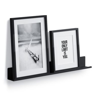byde Slim Wall Shelf for Photos, Pictures, and Books – Black, 55 × 6 cm