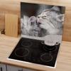 DEQORI Glass Stove Cover, One-Piece 60 x 52 cm, Loving Cat Wash Motif view 3