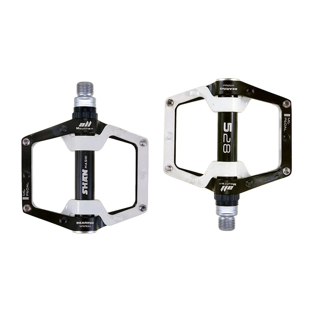 Bicycle Pedals, 2 Pieces, Magnesium MTB Road Bike Aluminum Alloy Pedals, Non-Slip Flat Platform Bike Parts, White