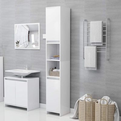 ZEYUAN Bathroom Cabinet, White, 30 x 30 x 183.5 cm, Particle Board