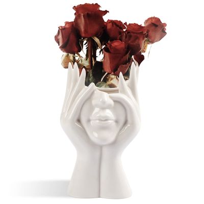 CEMABT Face Vase, Ceramic Body Vase, Female Form, Modern Decor, Small Vase for Bookshelves