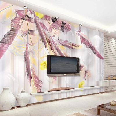 Pink Feather Ball 3D Photo Wallpaper, Nonwoven, 250 x 175 cm