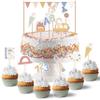 Papierdrachen Pastel Cake Topper Set, 19-Piece School Celebration Cake Decorations view 1