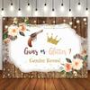 Guns or Glitter Gender Reveal Party Background, Rustic Wood, Flowers and Lights, Boy or Girl Baby Party Banner view 1
