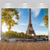 Eiffel Tower Paris Cityscape Photography Backdrop with Blue Sky view 1