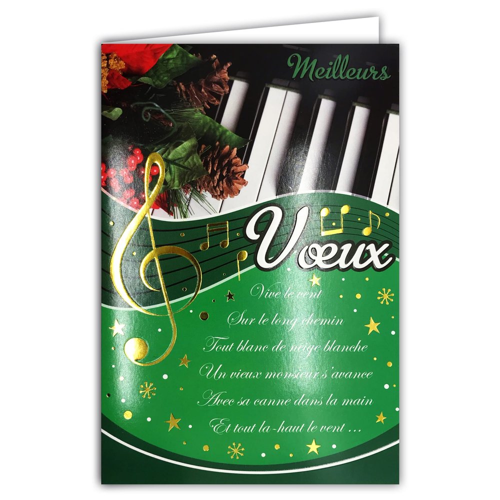 Afie Best Wishes Card with Envelope, Musical Notes, Gold Glitter, Christmas, New Year, Piano, 61-4019-2 BA