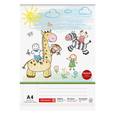 NEW BRUNNEN Drawing Pad DIN A4, 100 gsm, 75 Sheets, Top-Glued, FSC