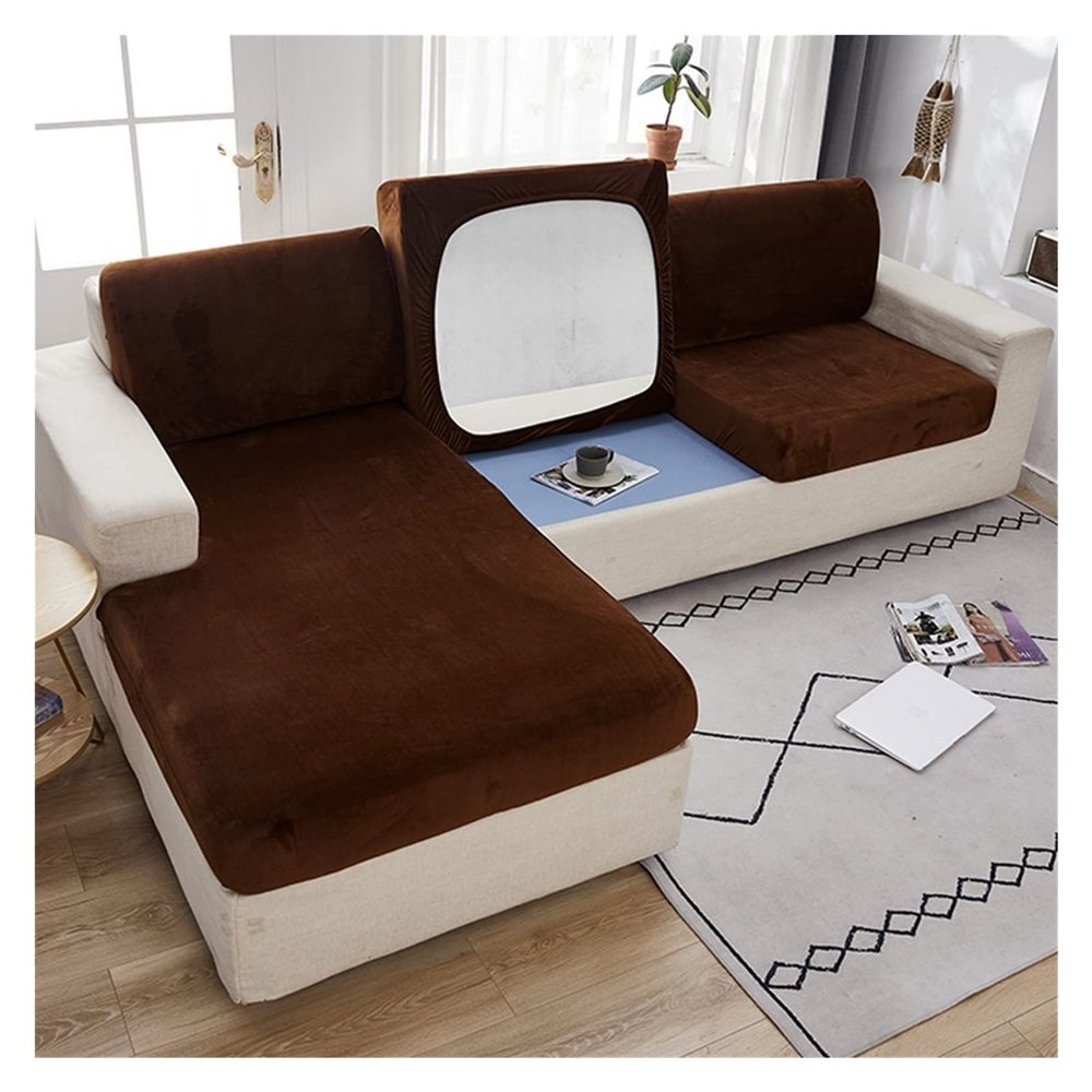 Stretch Universal Sofa Seat Cushion Cover for L-Shaped Sectional Sofa, Spandex, Color #33