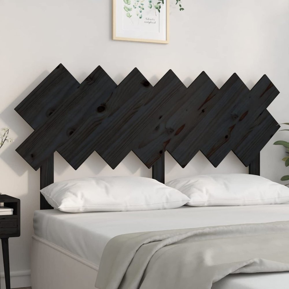Chusui Bed Headboard, Black, 141 x 3 x 80.5 cm, Solid Pine Wood