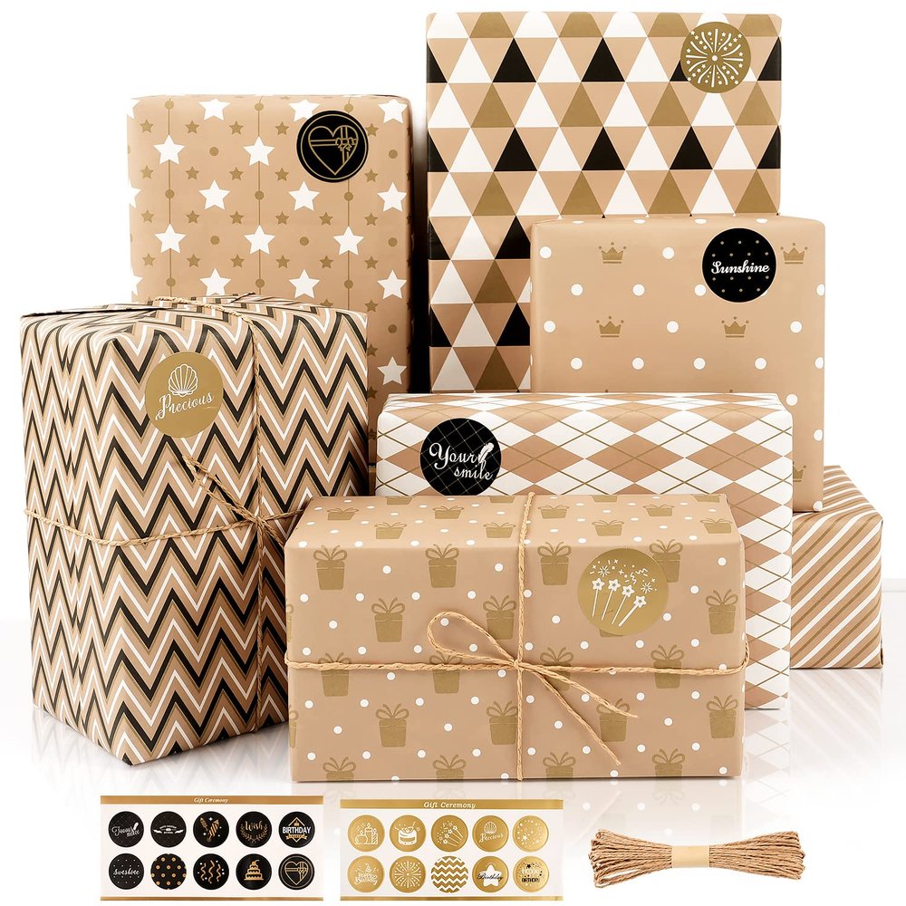 Birthday Gift Wrapping Paper Set, 8 Sheets, 27.6 x 19.7 in