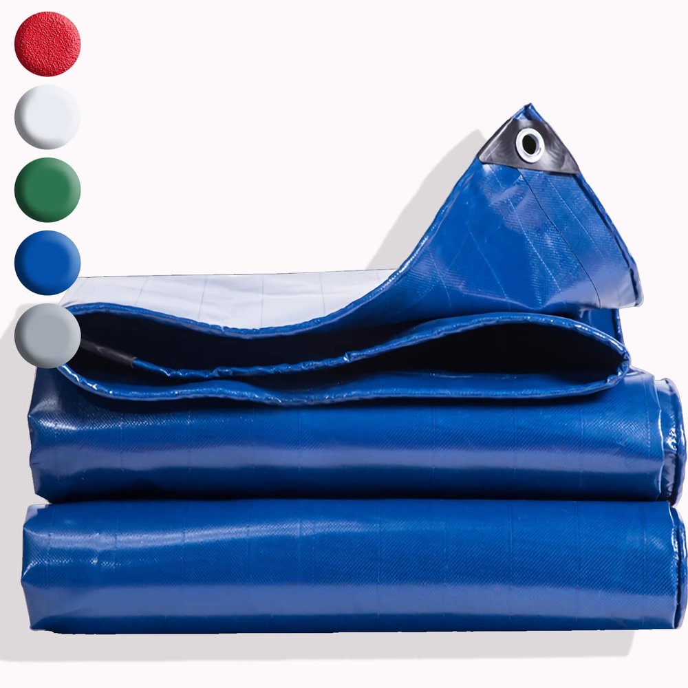 AMXFS PVC Reinforced Tarp 2 x 4.2 m, 500 g/m, Waterproof, Blue