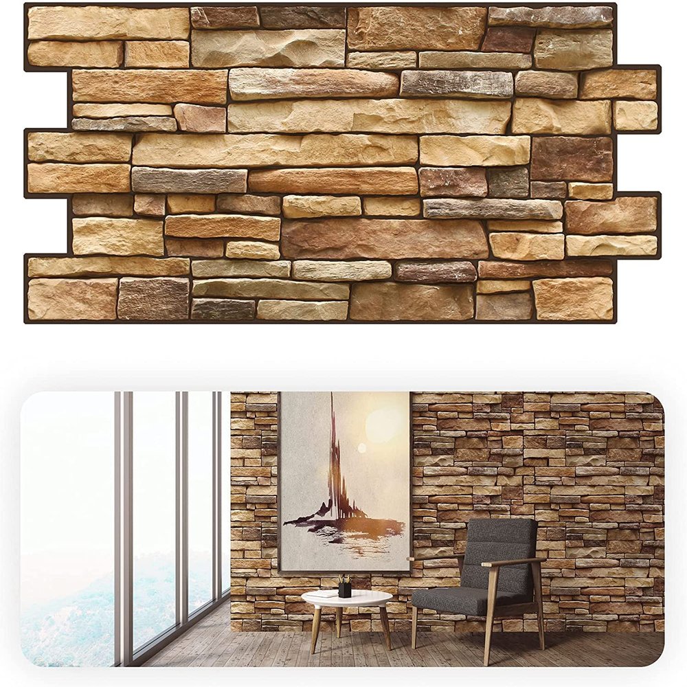 Grace Baltic 3D Wall Panels for Interior Decoration, Non-Adhesive, Thin and Flexible, Brown PVC (14 Pieces / 6.86 m²)