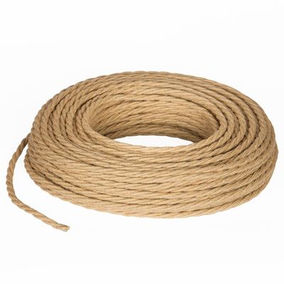 Textile Lamp Cable, 3-Core Fabric Cable (3 x 2.50 mm) - Jute, Made in Italy (5 Meters)
