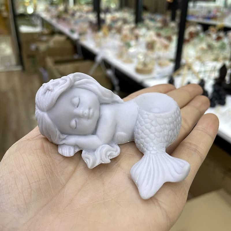 HXSCOO Mini Cute Resin Statue Crystal Ball Base, White (Ball Not Included)
