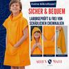 ALLEN & MATE 100% Cotton Kids' Beach Towel Poncho, Oversized Quick-Drying Robe with Hood and Pocket for Boys and Girls (Ages 6–9, Orange Dolphin) view 4